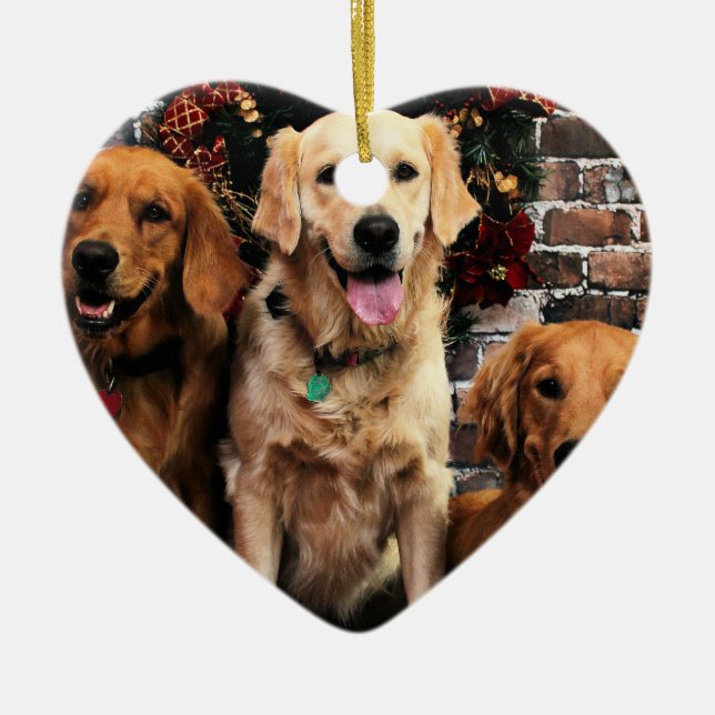 Christmas Golden Retriever Packer Bella Darby #50 Ceramic Tree Decoration (Front)