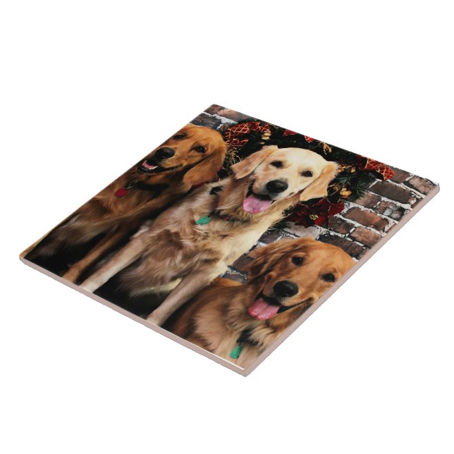 Christmas Golden Retriever Packer Bella Darby #50 Tile (Side)