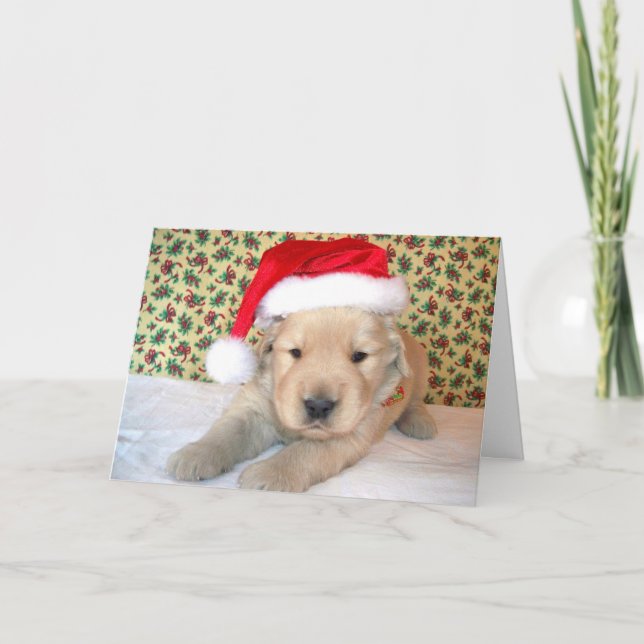 Christmas Golden Retriever Puppy Card (Front)