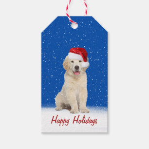 Christmas Golden Retriever Puppy In Snowflakes Gift Tags