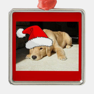 Christmas Golden Retriever Puppy Metal Tree Decoration