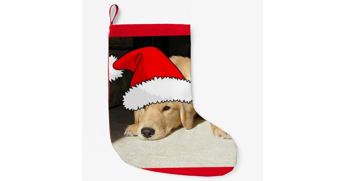 Christmas Golden Retriever Puppy Small Christmas Stocking Zazzle