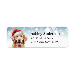 Christmas Golden Retriever Return Address Labels