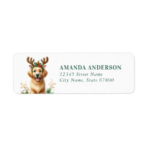 Christmas Golden Retriever Return Address Labels