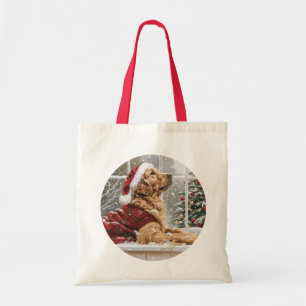 Christmas Golden Retriever Santa Dog Tote Bag