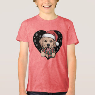 Christmas Golden Retriever - Santa Dog Tri-Blend Shirt