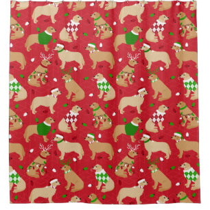 Christmas Golden Retriever Shower Curtain