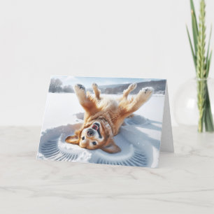 Christmas Golden Retriever Snow Angel Holiday Card