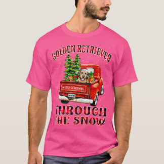 Christmas Golden Retriever Through The Snow Dog Sa T-Shirt