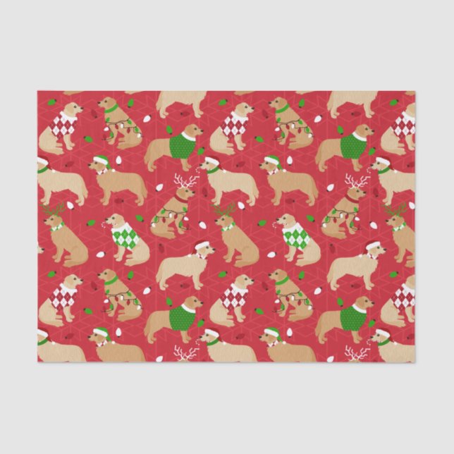 Christmas Golden Retriever Tissue Paper (Front)