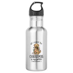 Christmas Golden Retriever Wish List Design 532 Ml Water Bottle