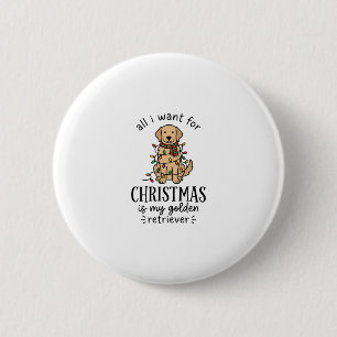 Christmas Golden Retriever Wish List Design 6 Cm Round Badge
