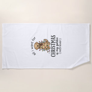 Christmas Golden Retriever Wish List Design Beach Towel