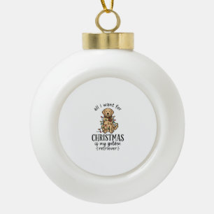 Christmas Golden Retriever Wish List Design Ceramic Ball Christmas Ornament