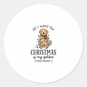 Christmas Golden Retriever Wish List Design Classic Round Sticker