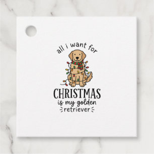 Christmas Golden Retriever Wish List Design Favour Tags