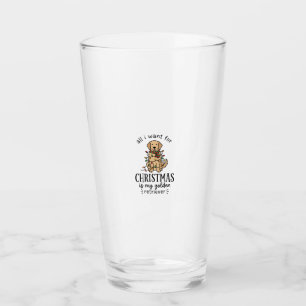 Christmas Golden Retriever Wish List Design Glass