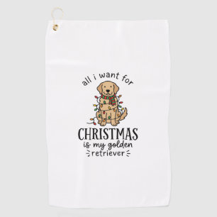 Christmas Golden Retriever Wish List Design Golf Towel