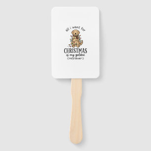 Christmas Golden Retriever Wish List Design Hand Fan