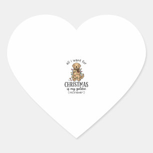 Christmas Golden Retriever Wish List Design Heart Sticker