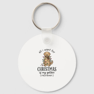 Christmas Golden Retriever Wish List Design Key Ring