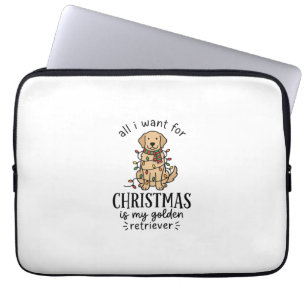 Christmas Golden Retriever Wish List Design Laptop Sleeve