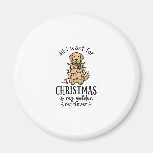 Christmas Golden Retriever Wish List Design Magnet
