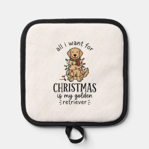 Christmas Golden Retriever Wish List Design Pot Holder