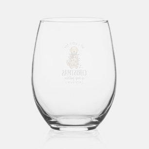 Christmas Golden Retriever Wish List Design Stemless Wine Glass