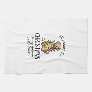 Christmas Golden Retriever Wish List Design Tea Towel