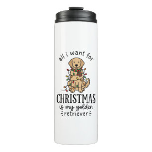 Christmas Golden Retriever Wish List Design Thermal Tumbler