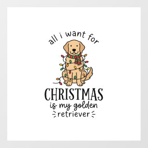 Christmas Golden Retriever Wish List Design Window Cling