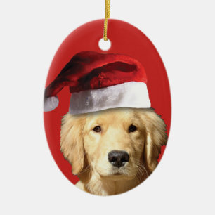 Christmas Golden Retriver Ceramic Tree Decoration