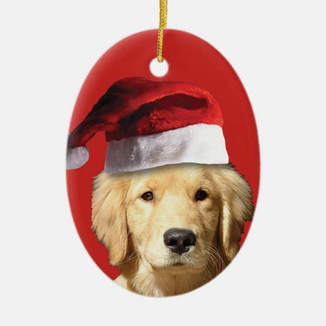 Christmas Golden Retriver Ceramic Tree Decoration (Front)