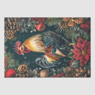 Christmas Golden Rooster Decoupage Tissue Paper