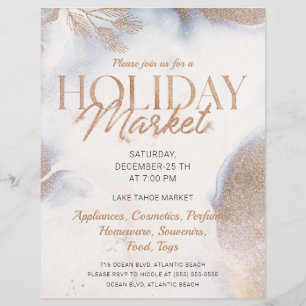 Christmas Golden Snow Holiday Market Invitation