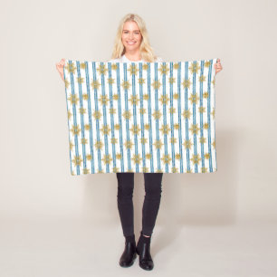 Christmas, Golden, snowflakes, holiday, new year, Fleece Blanket