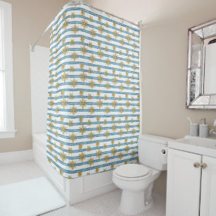 Christmas, Golden, snowflakes, holiday, new year, Shower Curtain