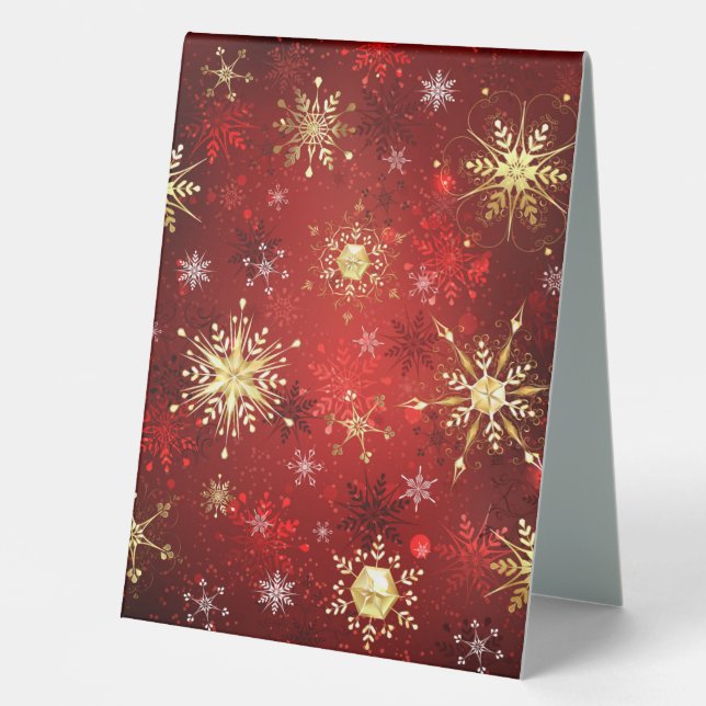 Christmas Golden Snowflakes on Red Background (Front)