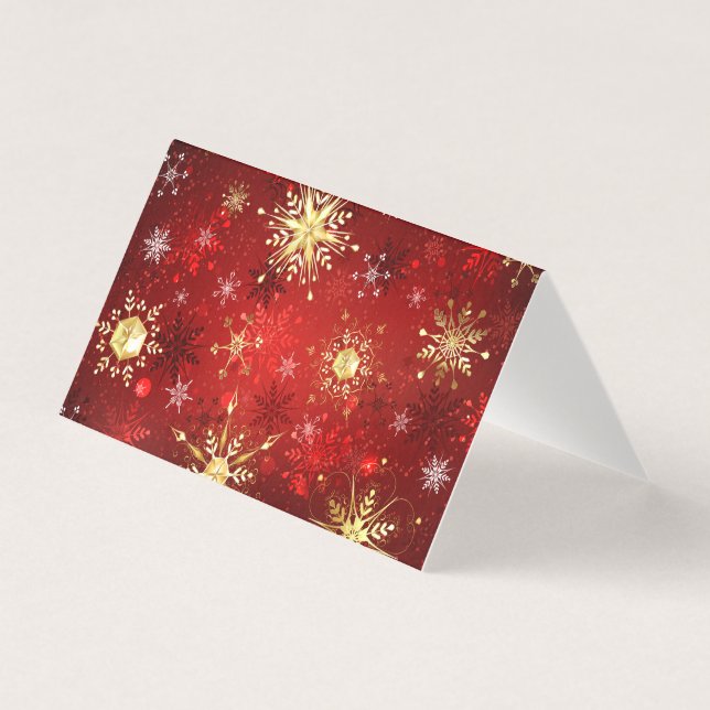 Christmas Golden Snowflakes on Red Background (Front)