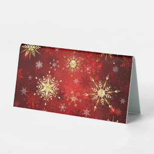 Christmas Golden Snowflakes on Red Background