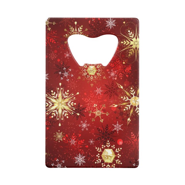 Christmas Golden Snowflakes on Red Background (Front)