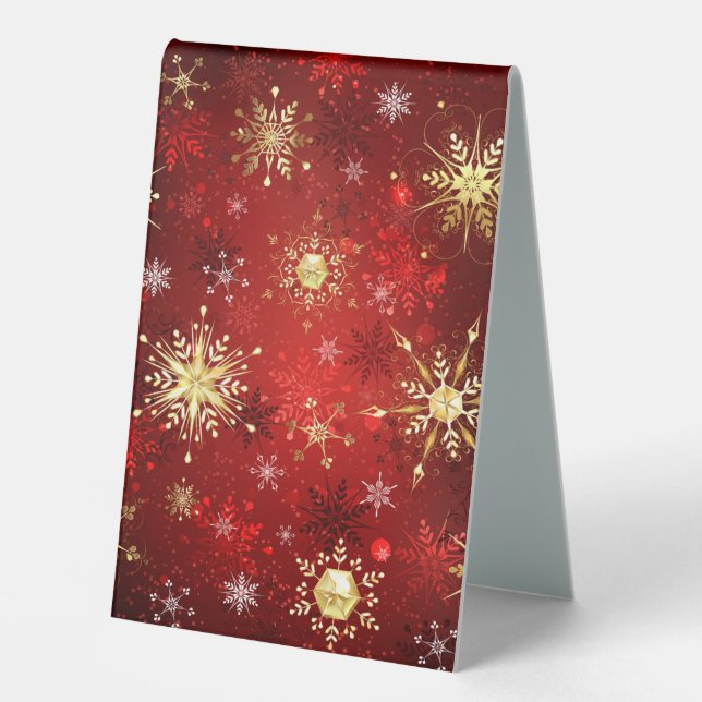 Christmas Golden Snowflakes on Red Background (Front)