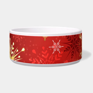 Christmas Golden Snowflakes on Red Background