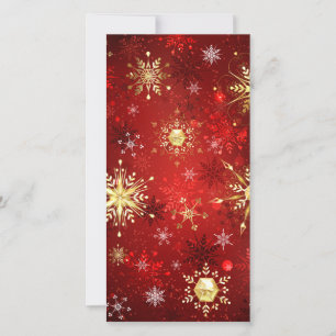 Christmas Golden Snowflakes on Red Background