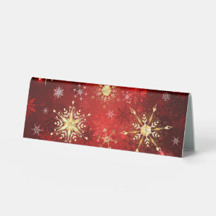 Christmas Golden Snowflakes on Red Background