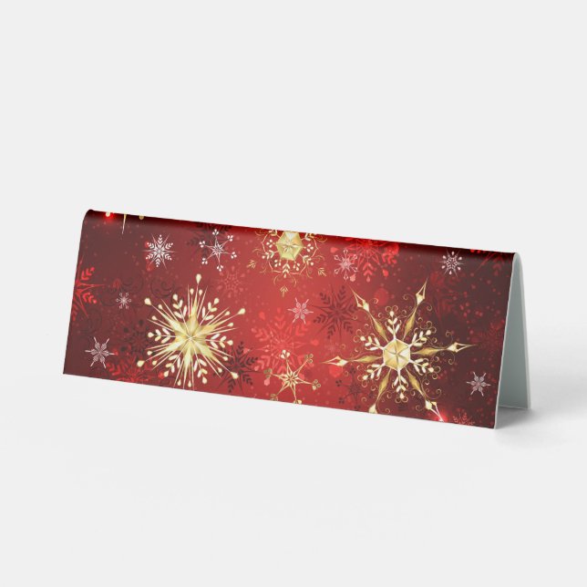 Christmas Golden Snowflakes on Red Background (Front)