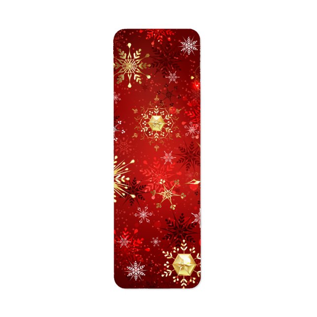 Christmas Golden Snowflakes on Red Background (Front)