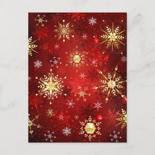 Christmas Golden Snowflakes on Red Background Advice Card