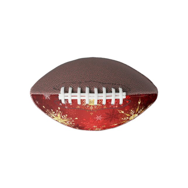 Christmas Golden Snowflakes on Red Background American Football (Front)